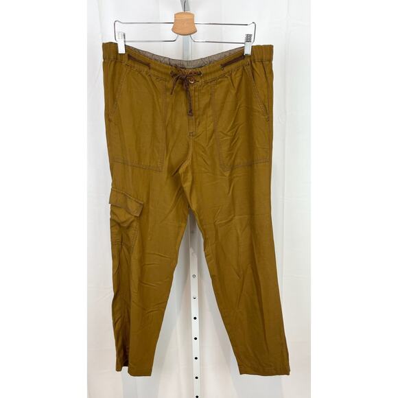 HEI HEI Size 8 Anthropologie Cargo Ankle Pants Zip Fly Drawstring Brown - Picture 1 of 8